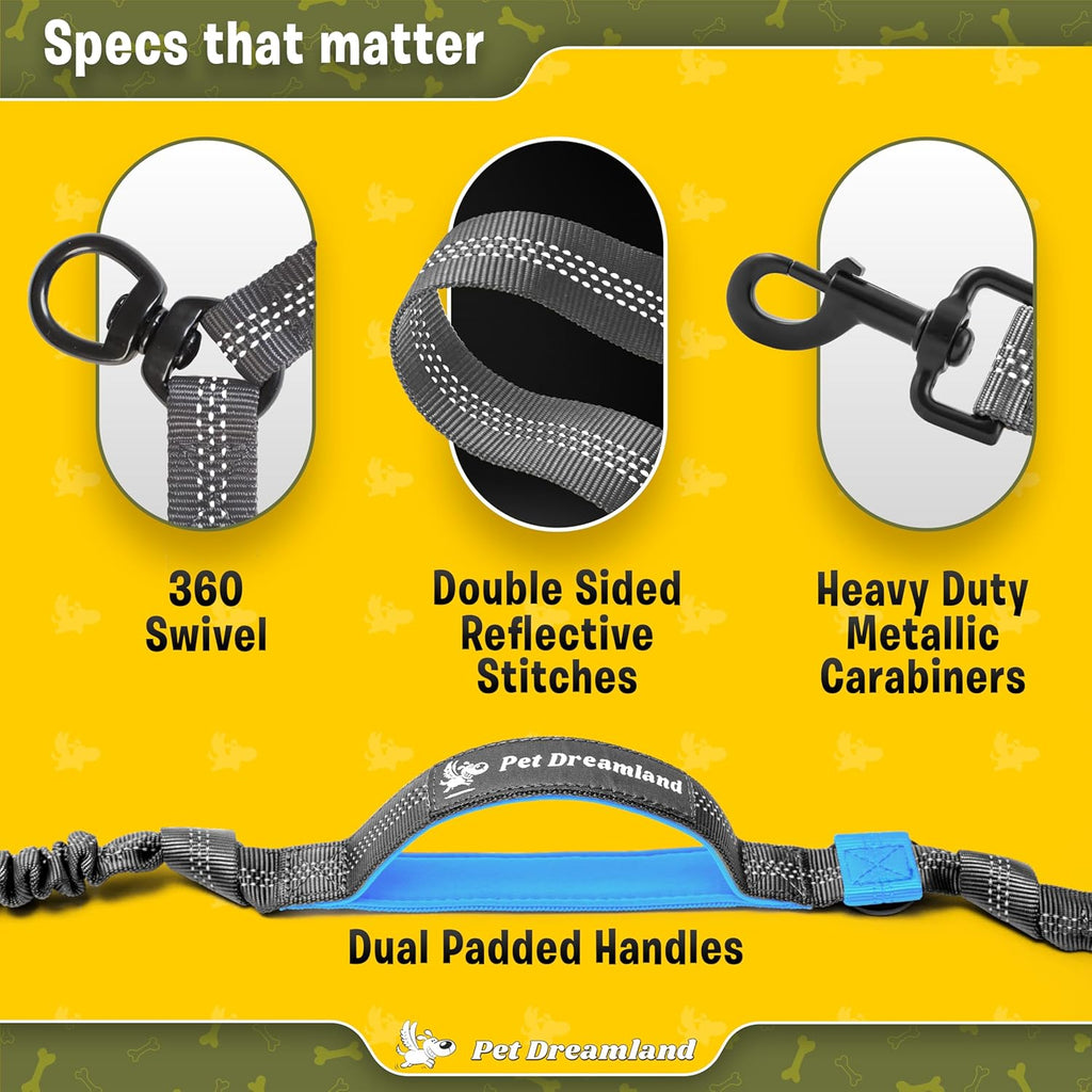 Premium Tangle-Free Leash Coupler for Two Large Dogs - Enjoy Smooth Walks with Dual Attachment (Grey & Blue)