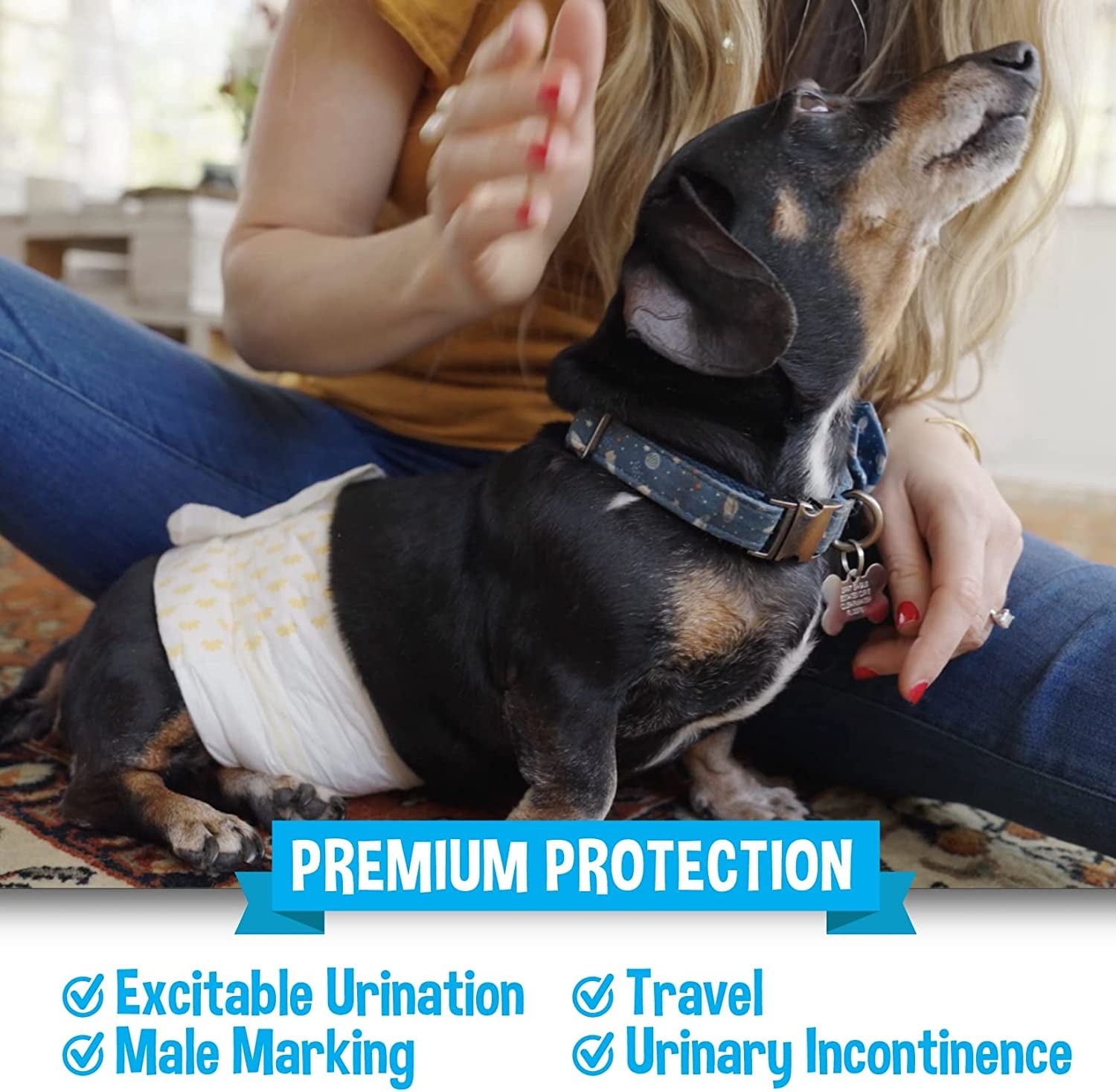 Super Absorbent Leak-Proof Male Dog Diapers - 20 Count Small with Adjustable Fit, Moisture Control & Wetness Indicator