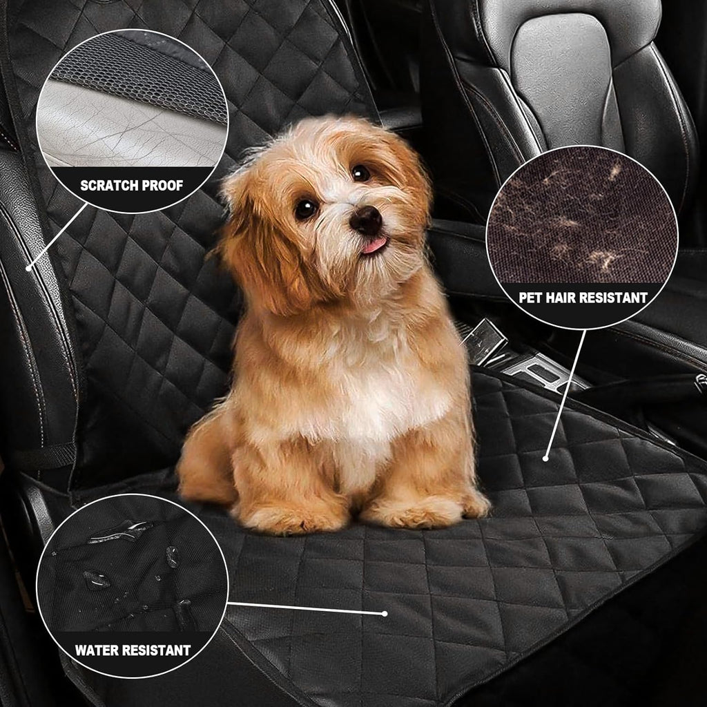 Premium Waterproof Dog Seat Cover for Cars, Trucks & SUVs - Heavy Duty 600D, Nonslip Backing, Hammock Style - 2 Pack, Black