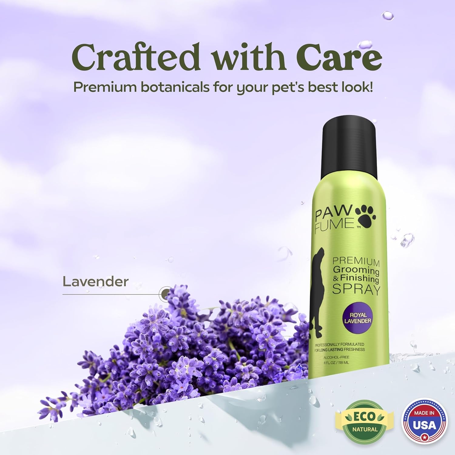 PAWFUME Royal Lavender Dog Detangler Spray – Hypoallergenic & Moisturizing for Luxurious Salon-Quality Grooming, 1-Pack