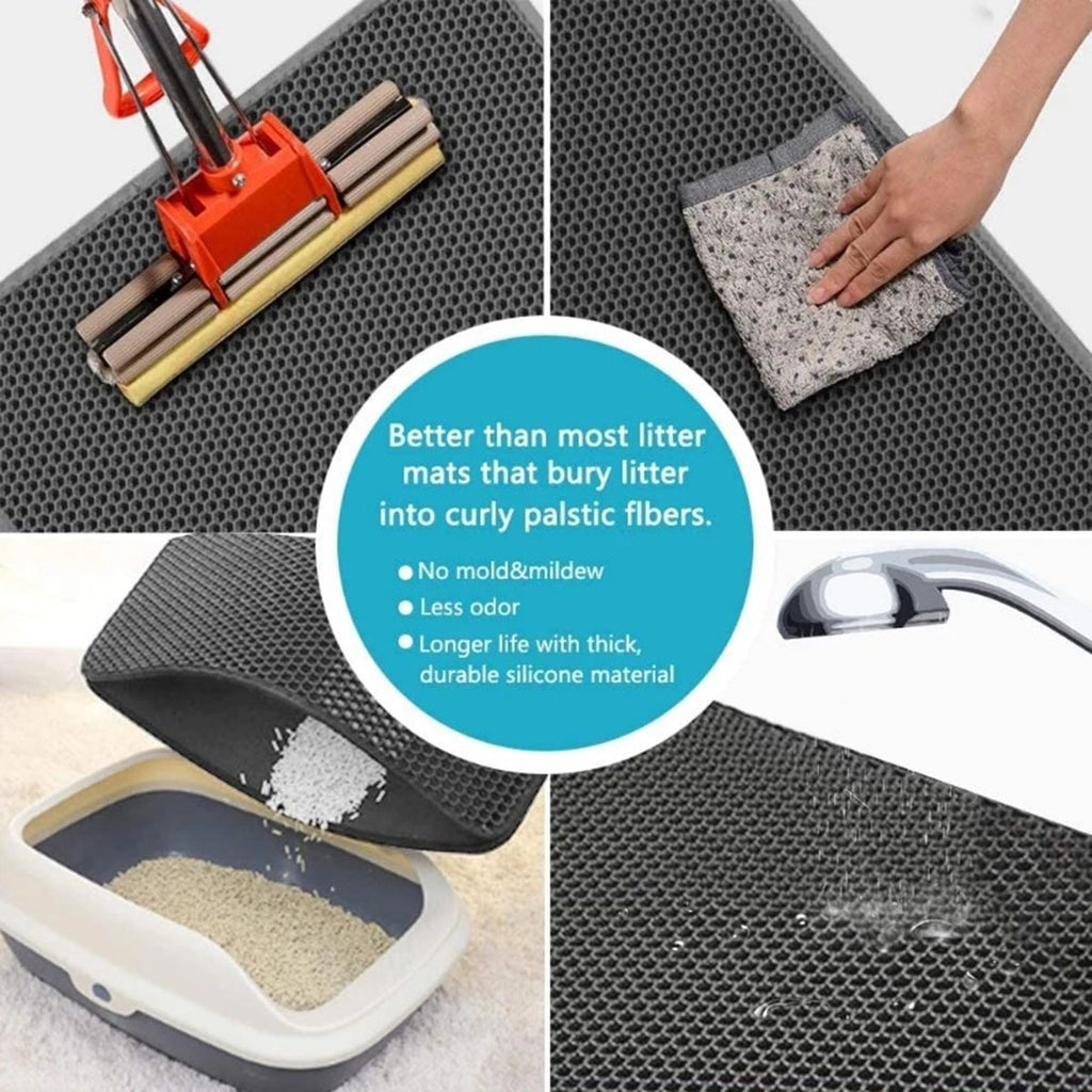 Ultimate Cat Litter Trapping Mat - Waterproof Honeycomb Design for Effortless Cleaning!