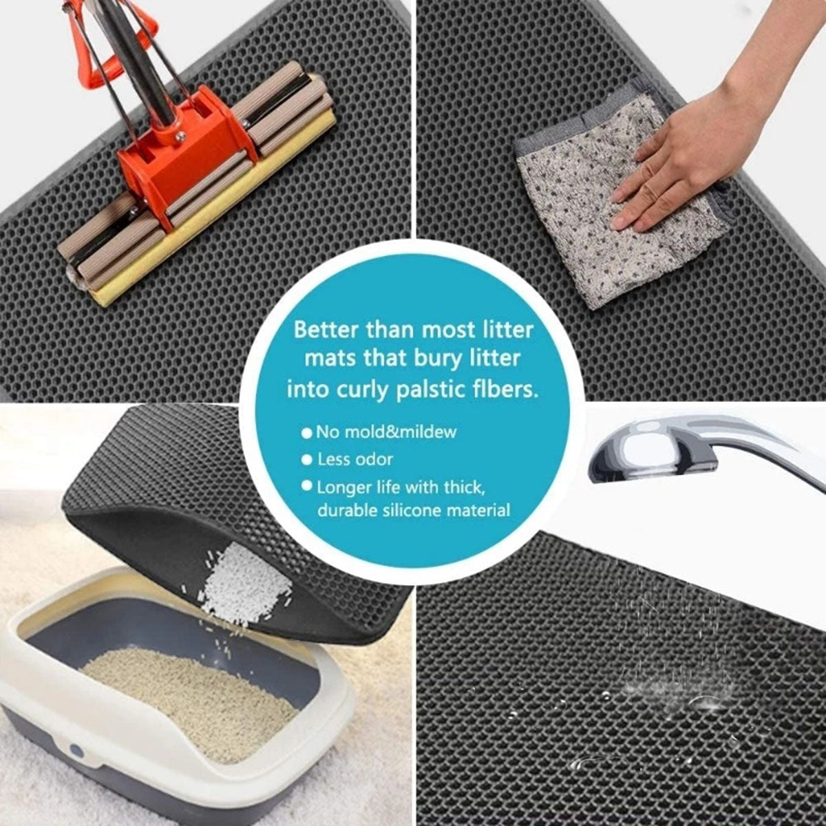 Ultimate Cat Litter Trapping Mat - Waterproof Honeycomb Design for Effortless Cleaning!