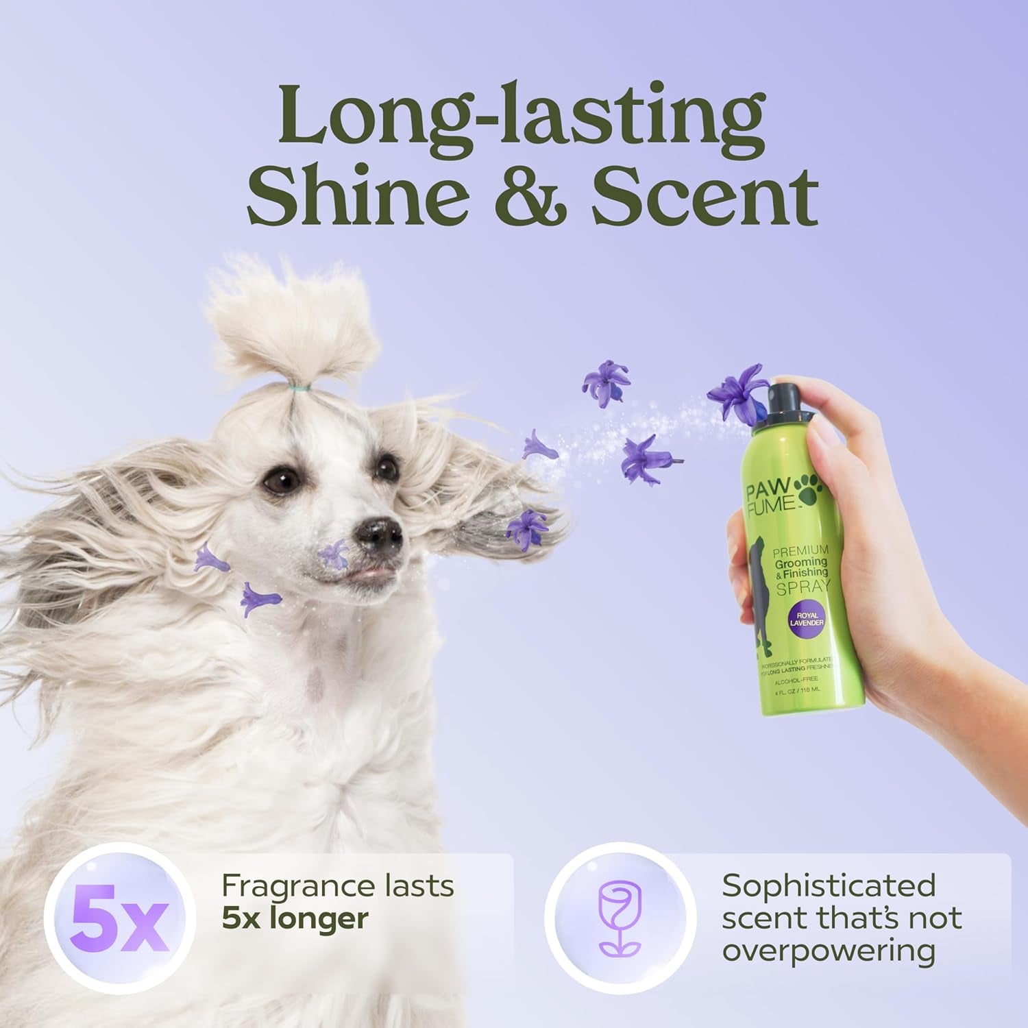 PAWFUME Royal Lavender Dog Detangler Spray – Hypoallergenic & Moisturizing for Luxurious Salon-Quality Grooming, 1-Pack