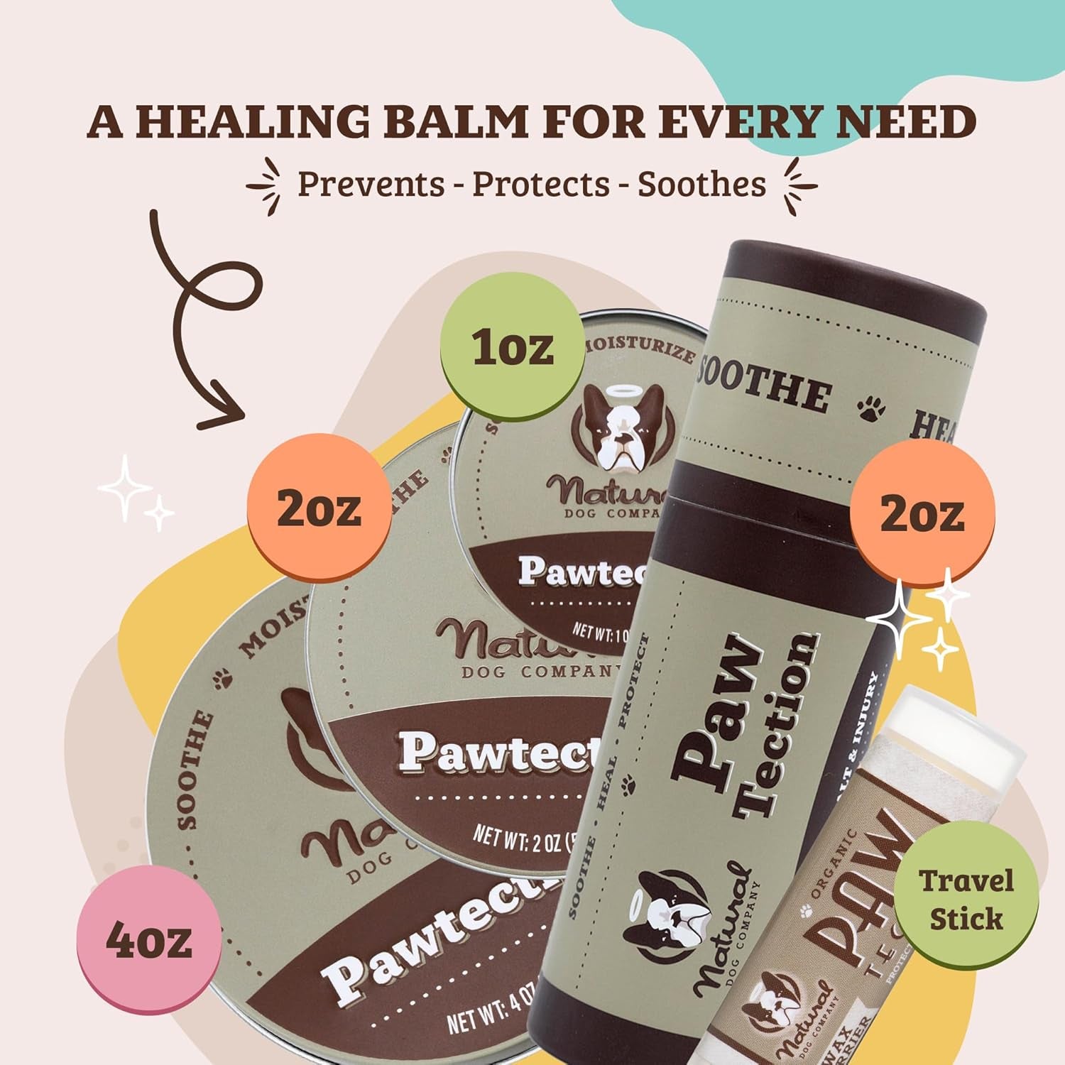 Pawtection Balm - Natural & Lick-Safe Relief for Hot Pavement, Dry Cracked Paws & Rough Terrain - 1 Oz Tin