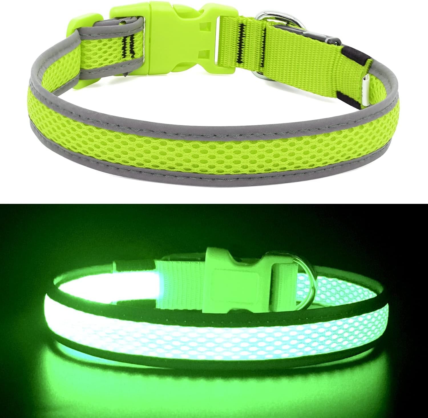 Rechargeable LED Dog Collar - Adjustable & Durable Light-Up Collar for Cats and Dogs (Green, XS)