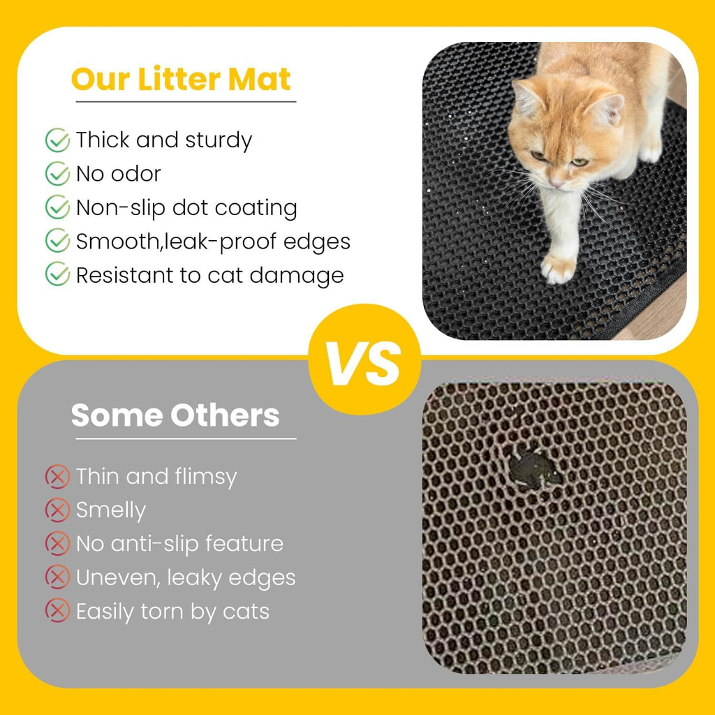 Revolutionary Cat Litter Mat - Double Layer EVA Honeycomb Design, Waterproof & Easy to Clean, Perfect for Less Mess and Maximum Comfort!