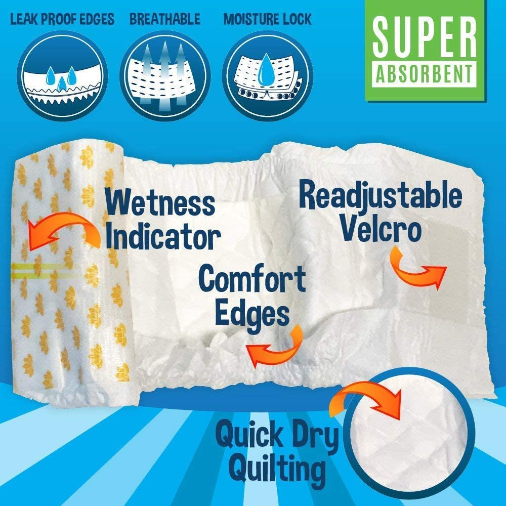 Super Absorbent Leak-Proof Male Dog Diapers - 20 Count Small with Adjustable Fit, Moisture Control & Wetness Indicator