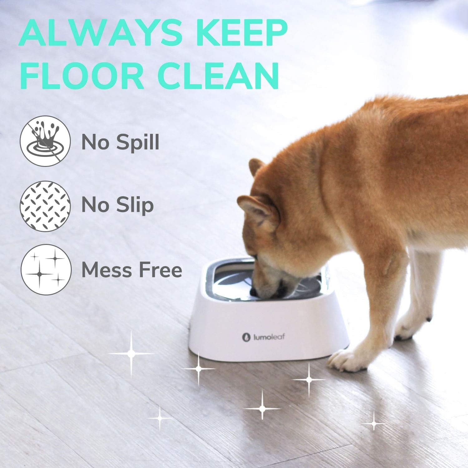 Mess-Free No Spill Water Bowl for Dogs - Slow Feeder, Drip-Free & Splash-Proof Design (Grey, 35Oz)