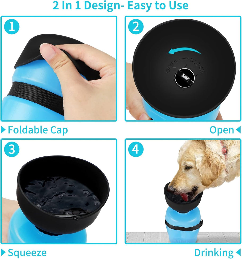 Portable Dog Water Bottle & Bowl Dispenser - Perfect for Outdoor Adventures, Hiking & Travel - Leak Proof & BPA Free for Safe Hydration