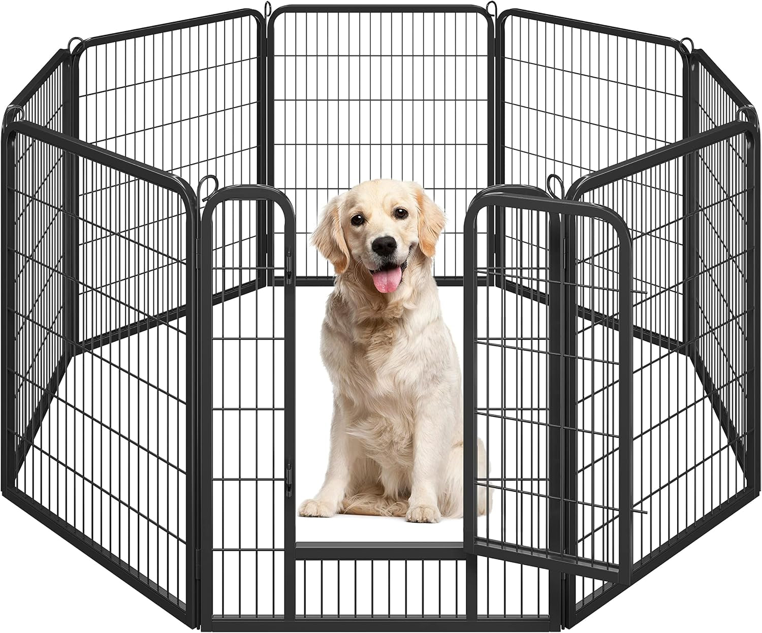 Ultimate 8-Panel Dog Playpen - 40" High Portable Indoor/Outdoor Fence with Gate for Medium & Large Breeds