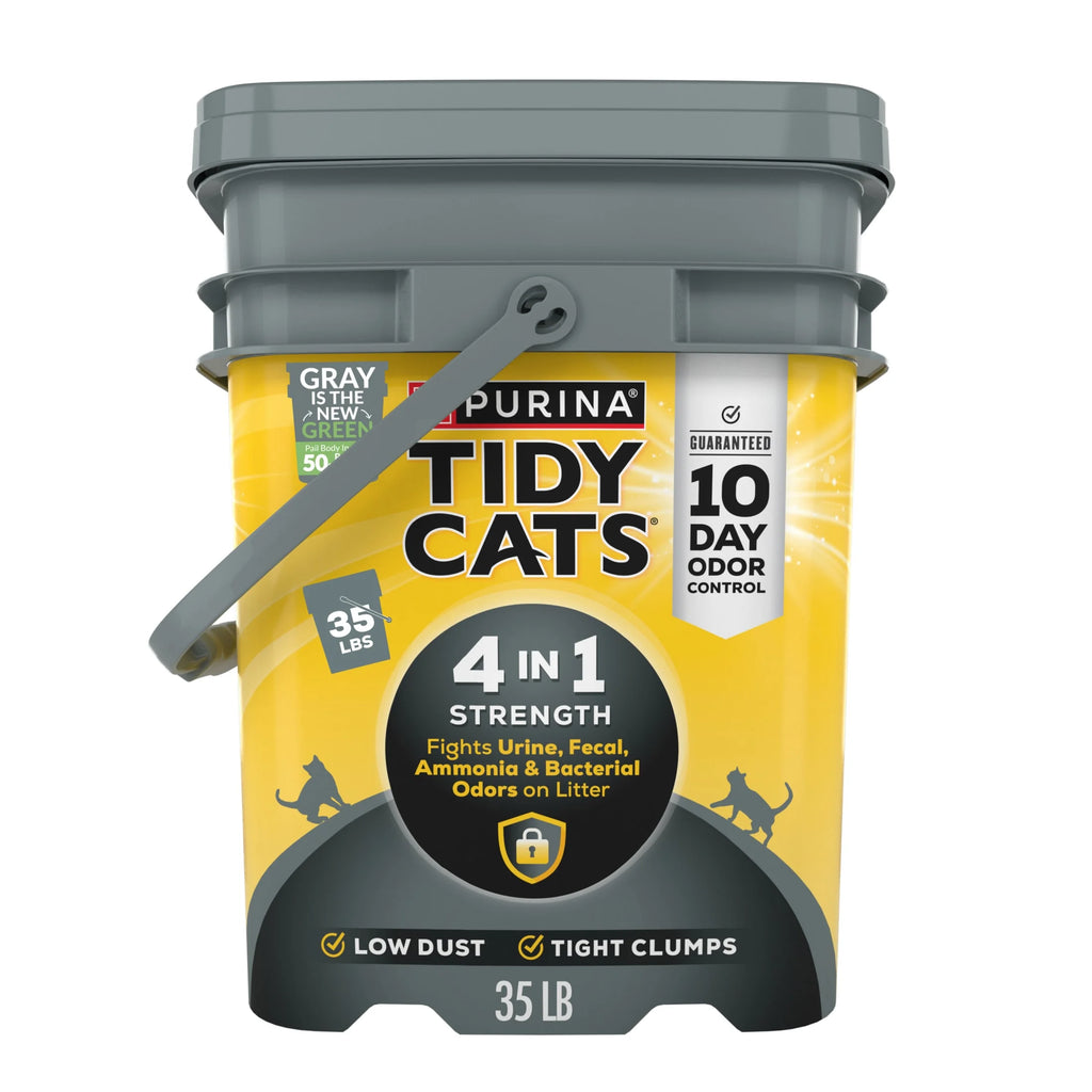 Purina 4-In-1 Strength Floral Scented Clumping Cat Litter - 35 Lb Pail for Ultimate Odor Control and Freshness