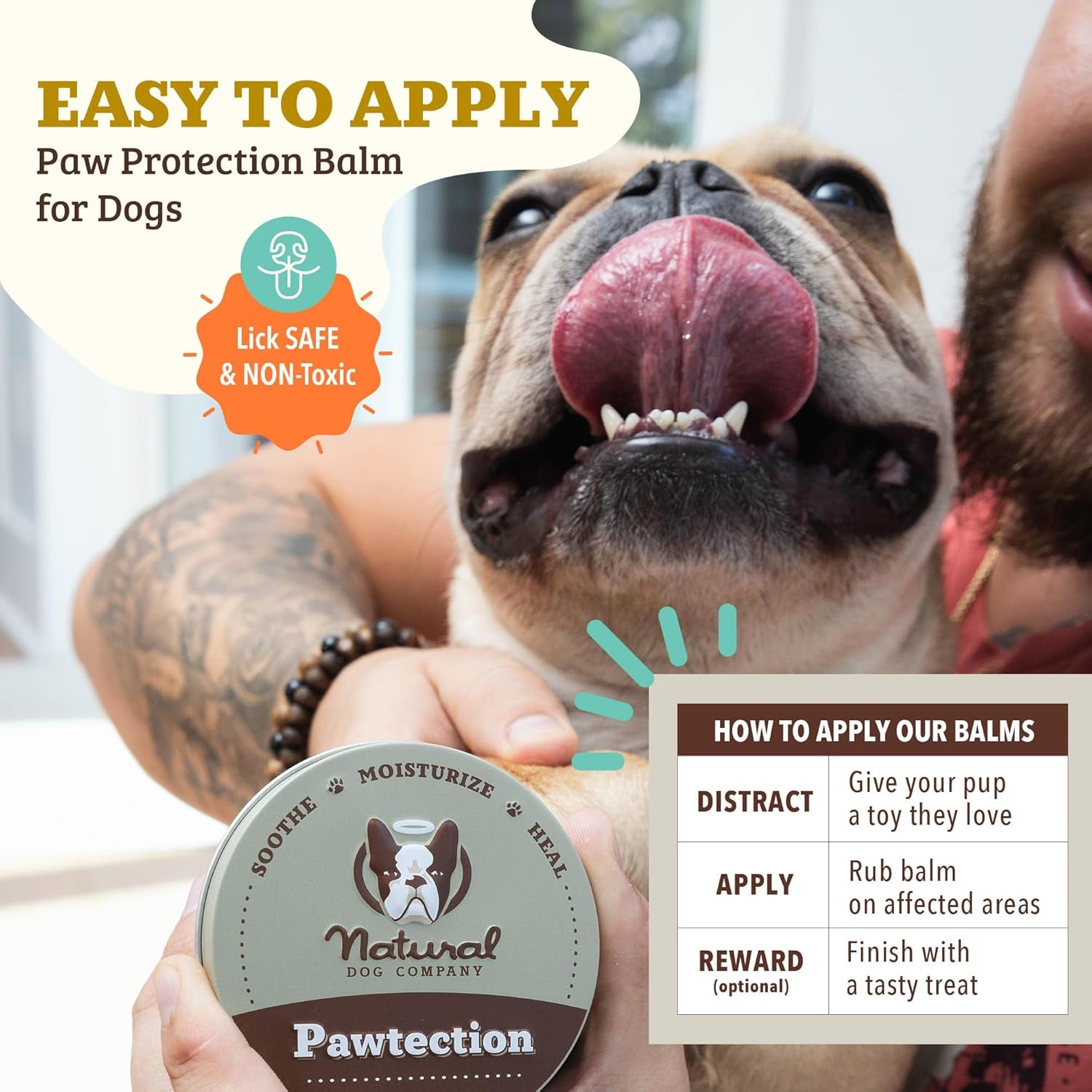 Pawtection Balm - Natural & Lick-Safe Relief for Hot Pavement, Dry Cracked Paws & Rough Terrain - 1 Oz Tin