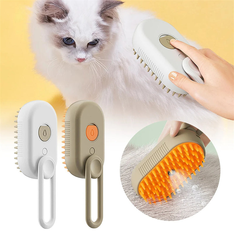 3-in-1 Electric Cat & Dog Steam Brush - Groom, Massage & Remove Hair Effortlessly!
