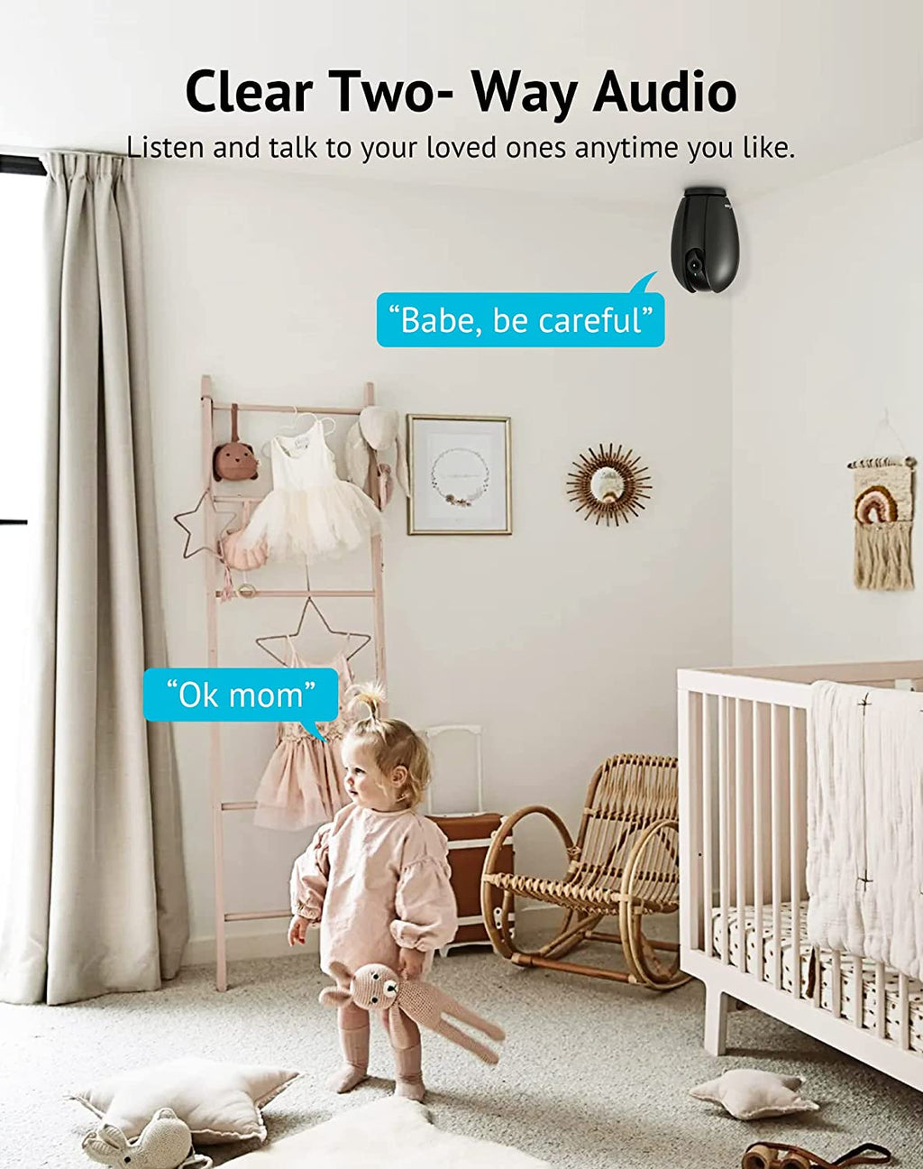 360° 1080P Indoor Security Camera - Smart Baby Monitor with Motion Detection, Night Vision, 2-Way Audio & Alexa Compatibility - Ideal for Pets & Home Safety!