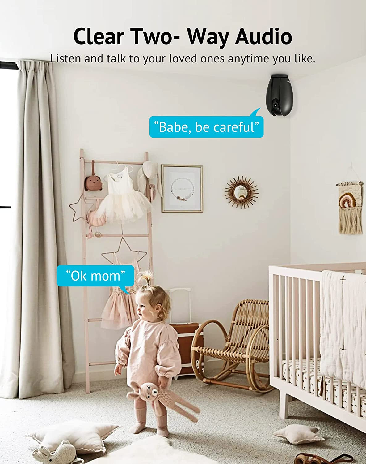 360° 1080P Indoor Security Camera - Smart Baby Monitor with Motion Detection, Night Vision, 2-Way Audio & Alexa Compatibility - Ideal for Pets & Home Safety!