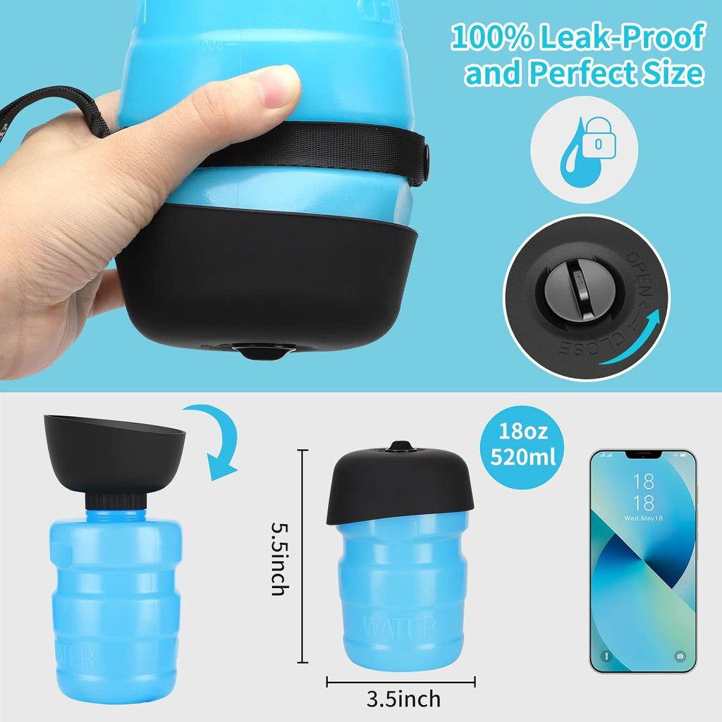 Portable Dog Water Bottle & Bowl Dispenser - Perfect for Outdoor Adventures, Hiking & Travel - Leak Proof & BPA Free for Safe Hydration