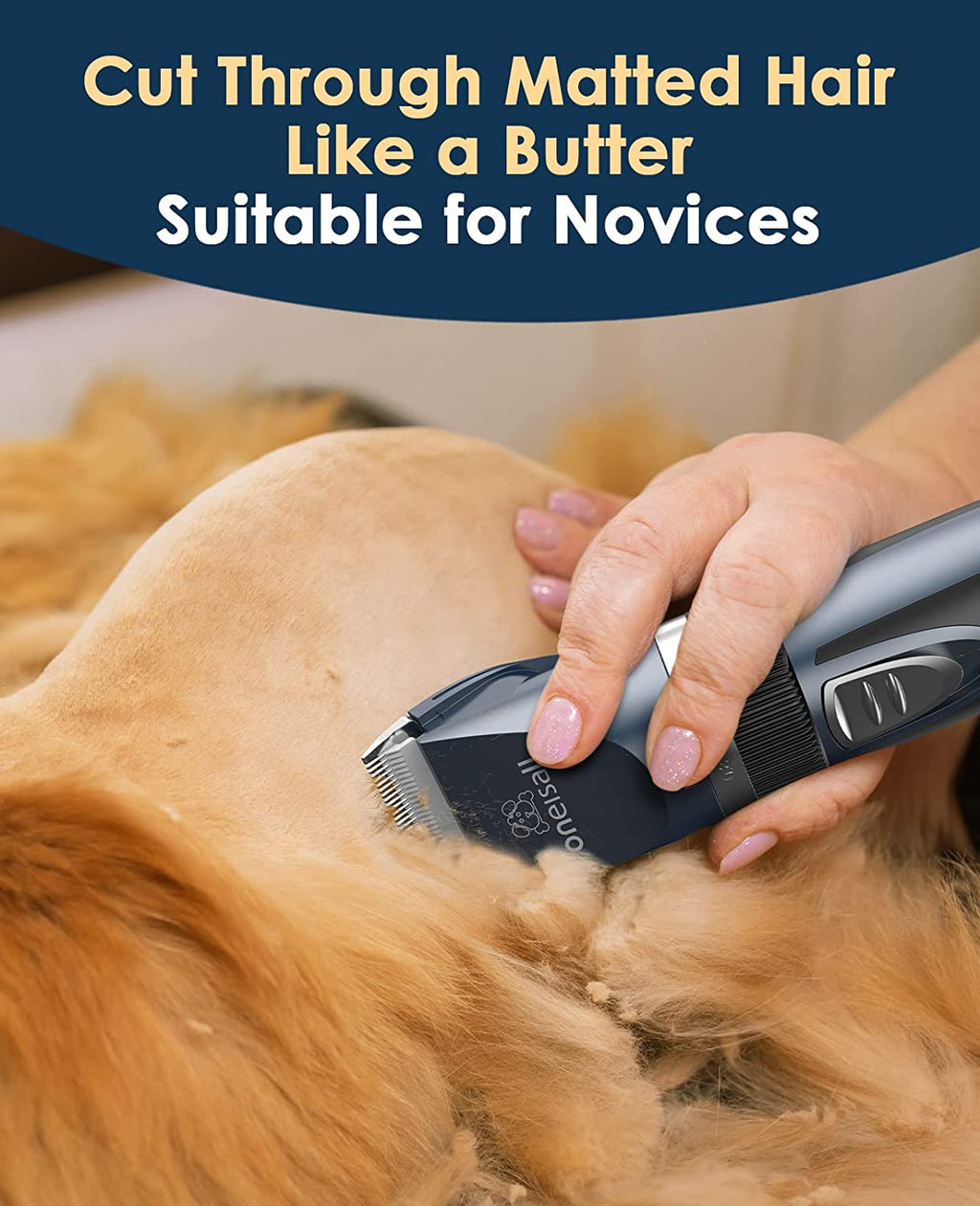 Whisper-Quiet Cat Clippers for Matted & Long Hair - 2-Speed Cordless Grooming Kit for Cats & Small Dogs (Blue)