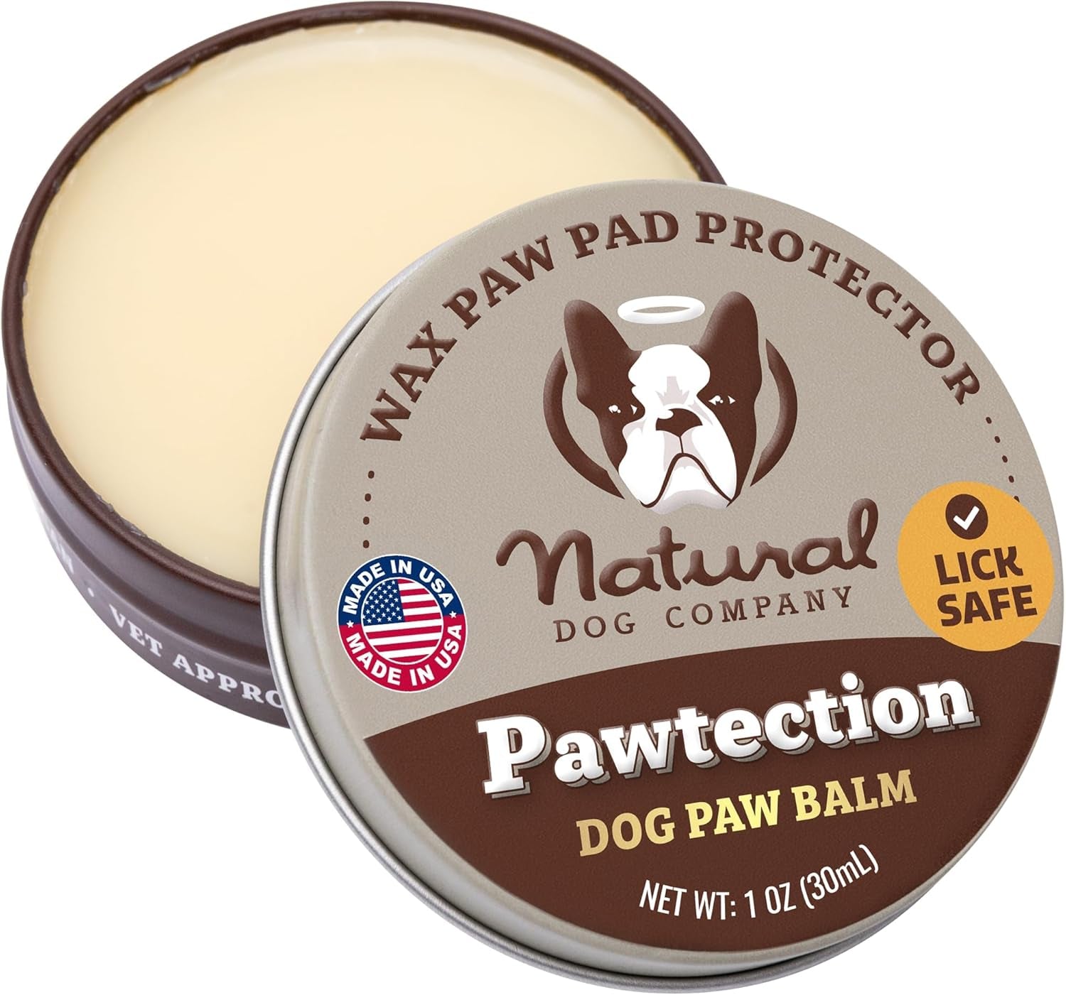 Pawtection Balm - Natural & Lick-Safe Relief for Hot Pavement, Dry Cracked Paws & Rough Terrain - 1 Oz Tin