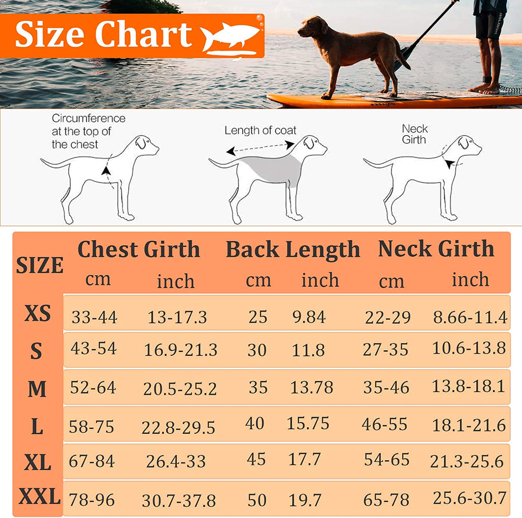 Extra Large Dog Life Jacket - Shark Fin Floatation Vest for Safe Boating, Swimming & Kayaking - Reflective Orange Vest for Golden Retrievers & Large Breeds - XXL
