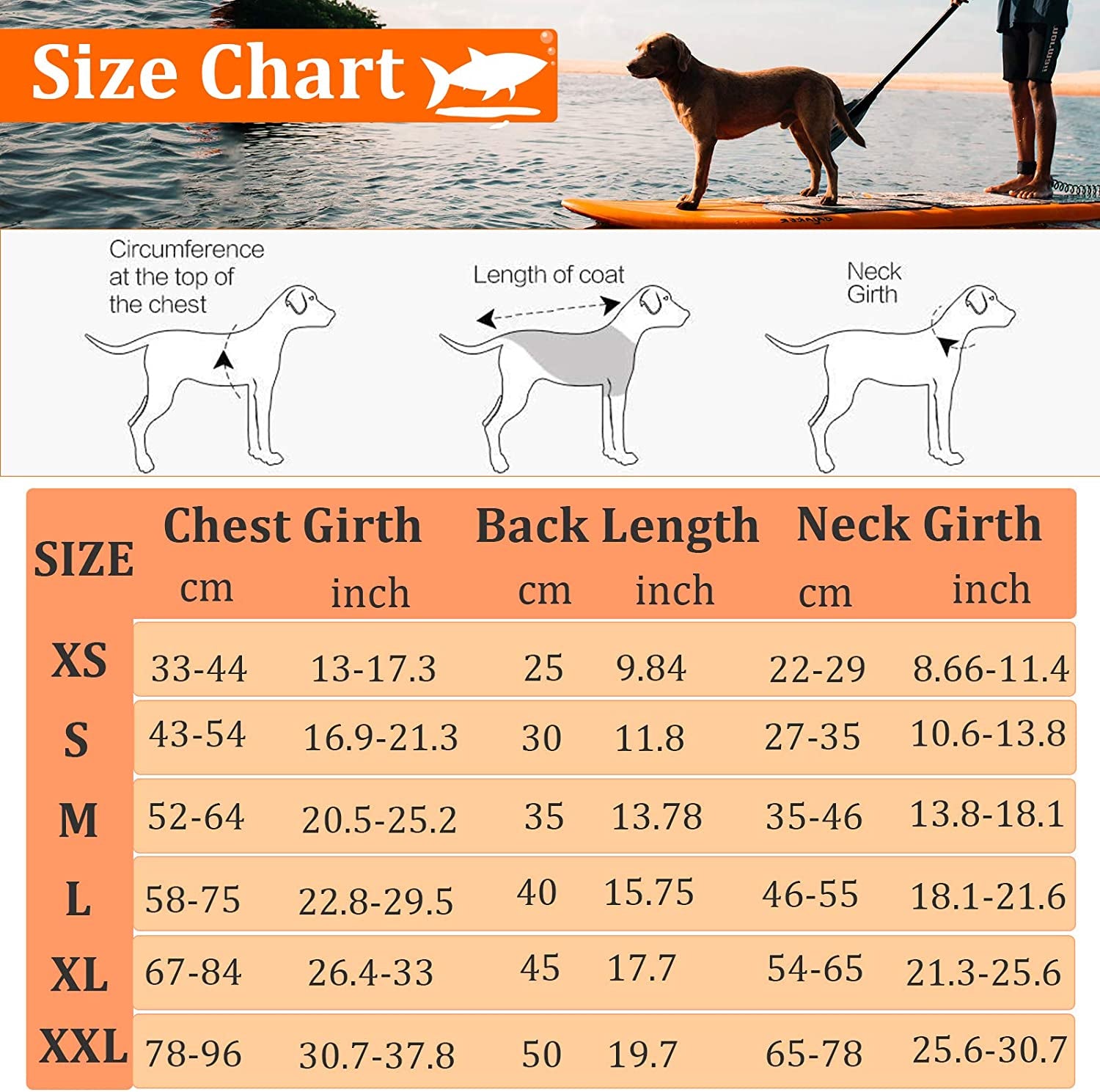 Extra Large Dog Life Jacket - Shark Fin Floatation Vest for Safe Boating, Swimming & Kayaking - Reflective Orange Vest for Golden Retrievers & Large Breeds - XXL