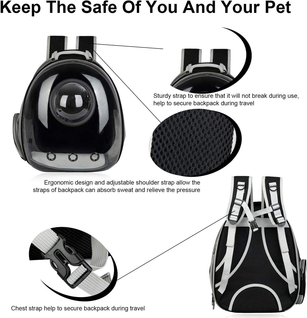 Versatile Black Cat & Dog Backpack Carrier - Perfect for Travel, Hiking & Outdoor Adventures!