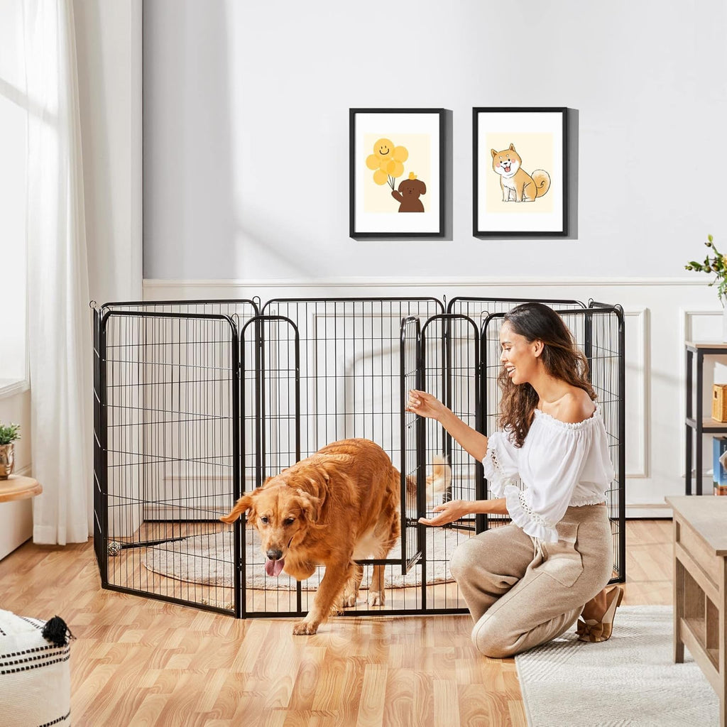 Ultimate 8-Panel Dog Playpen - 40" High Portable Indoor/Outdoor Fence with Gate for Medium & Large Breeds