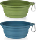 2-Pack Collapsible Silicone Dog Bowls - Perfect for Travel, Hiking & Outdoor Adventures - 600ml Capacity in Navy Blue & Dark Green