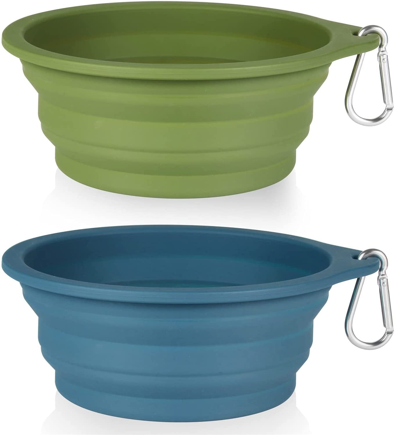 2-Pack Collapsible Silicone Dog Bowls - Perfect for Travel, Hiking & Outdoor Adventures - 600ml Capacity in Navy Blue & Dark Green