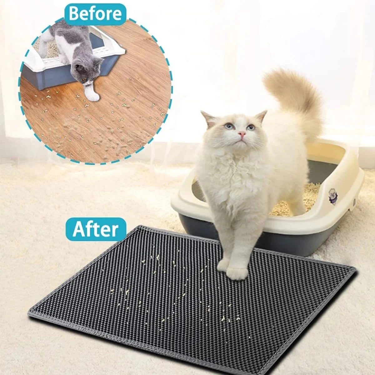 Ultimate Cat Litter Trapping Mat - Waterproof Honeycomb Design for Effortless Cleaning!