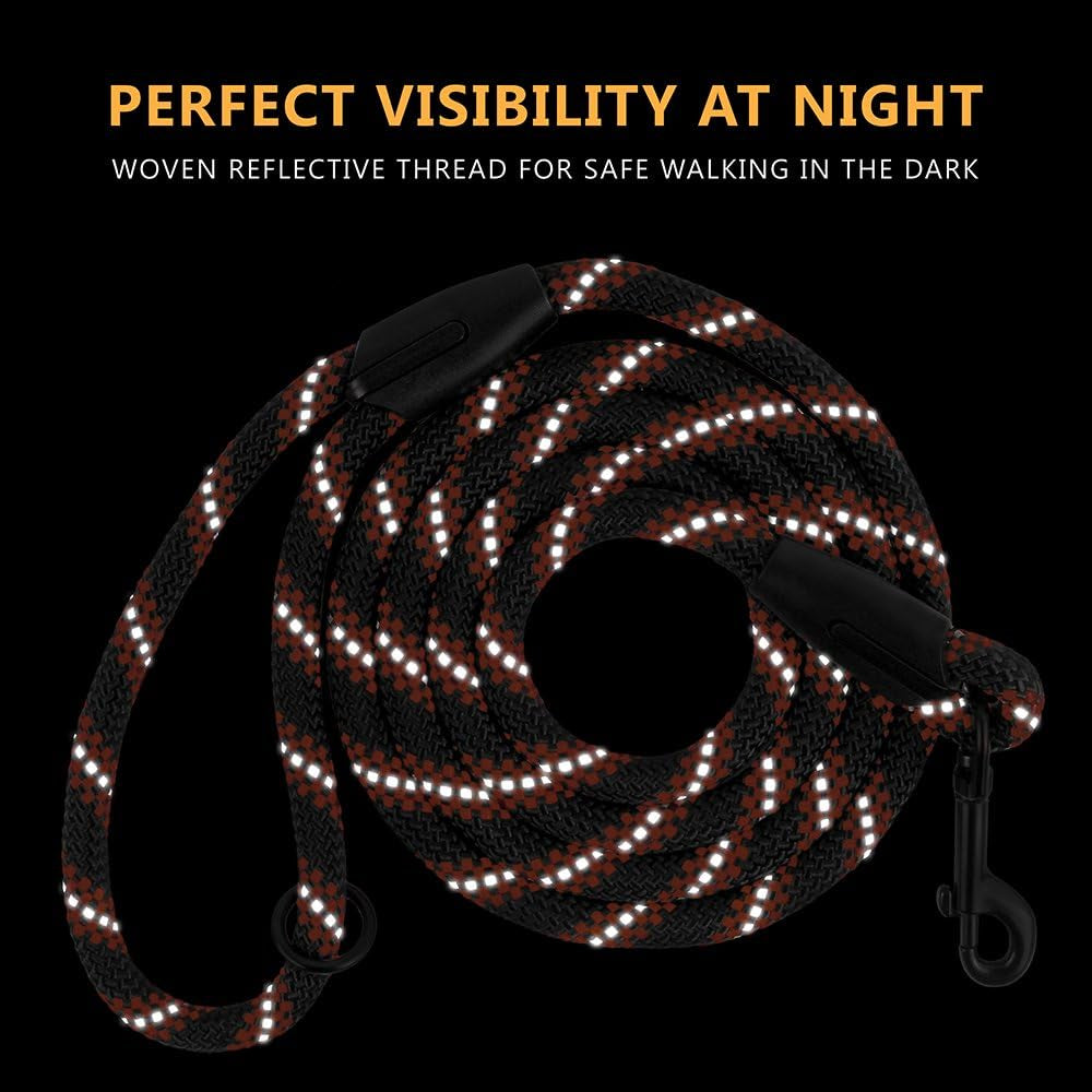 Durable 6Ft Reflective Rope Dog Leash for All Breeds - Perfect for Training & Outdoor Adventures (L/XL, Orange)