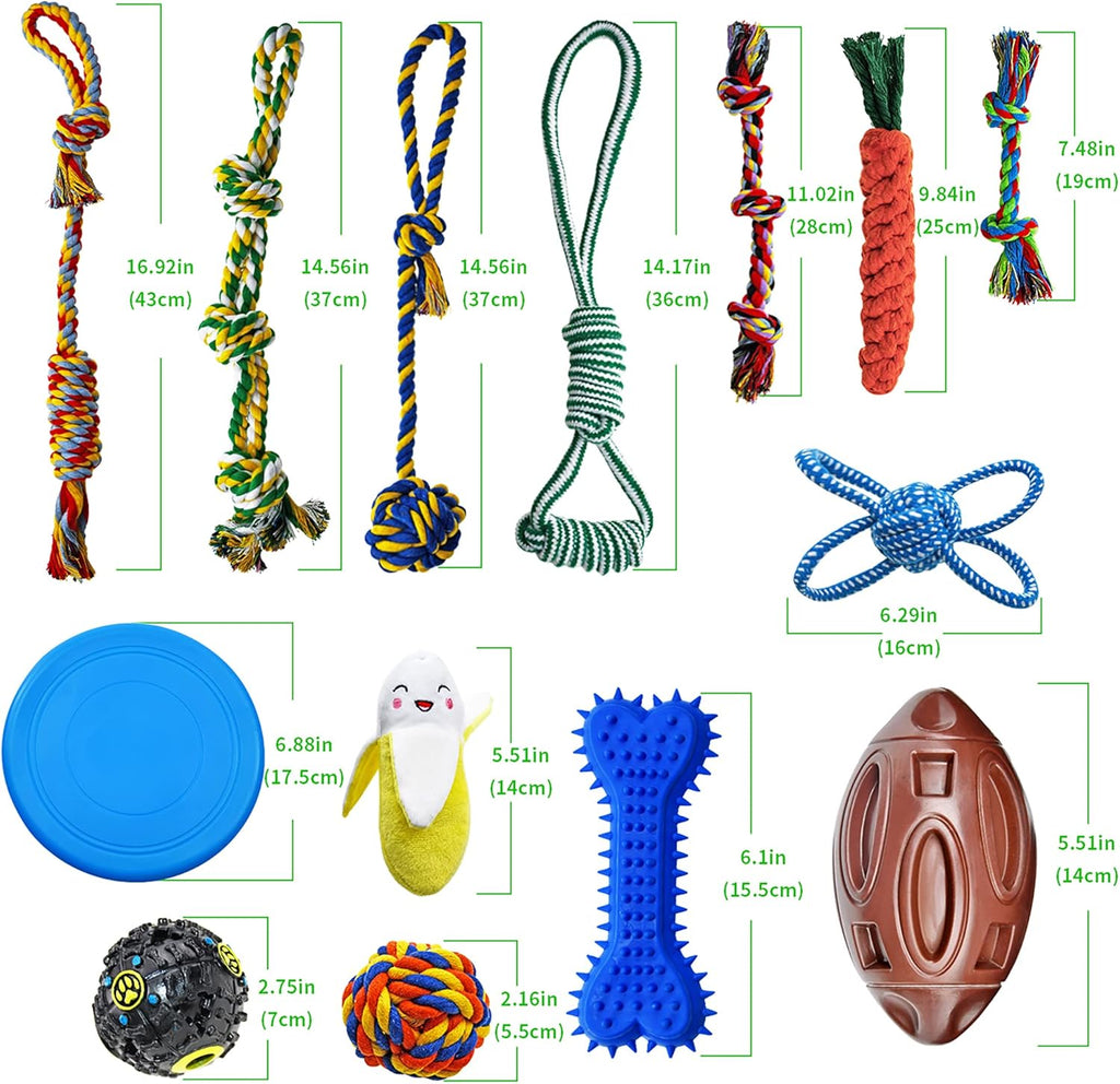 Ultimate 14-Pack Puppy Chew Toy Bundle - Fun Squeaky Toys, Tug-of-War Games, and Teething Relief for Small Dogs!