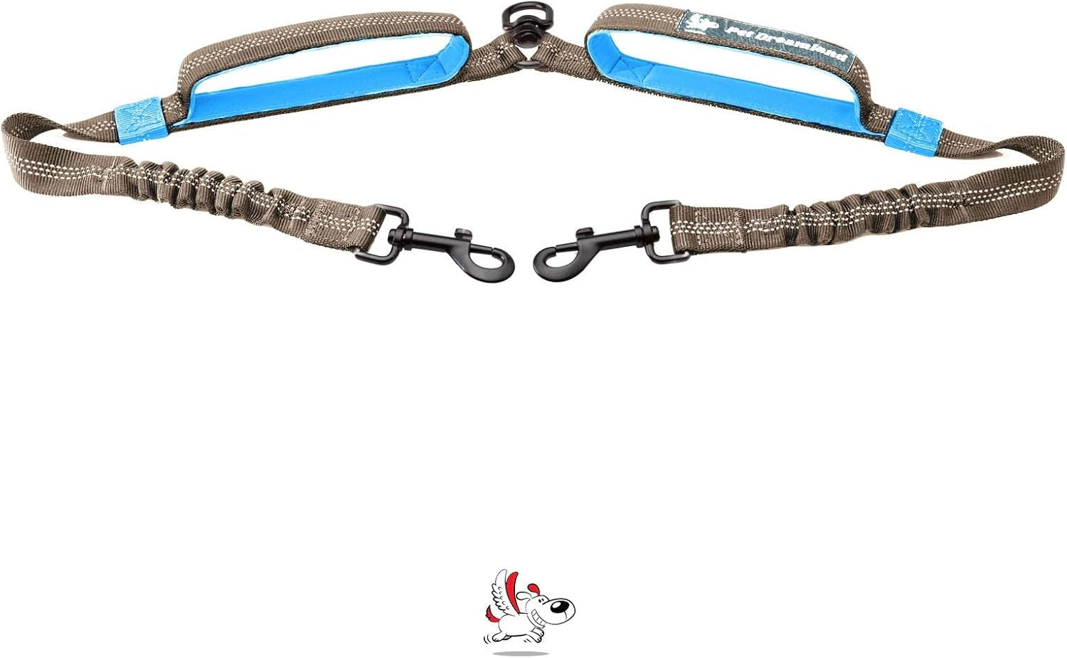 Premium Tangle-Free Leash Coupler for Two Large Dogs - Enjoy Smooth Walks with Dual Attachment (Grey & Blue)