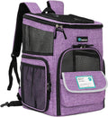 Airline Approved Dog Backpack Carrier - 4-Way Entry, Ventilated Mesh, Collapsible Pet Carrier for Small Pets (up to 18 lbs) - Perfect for Hiking, Travel & Vet Visits - Stylish Purple Design