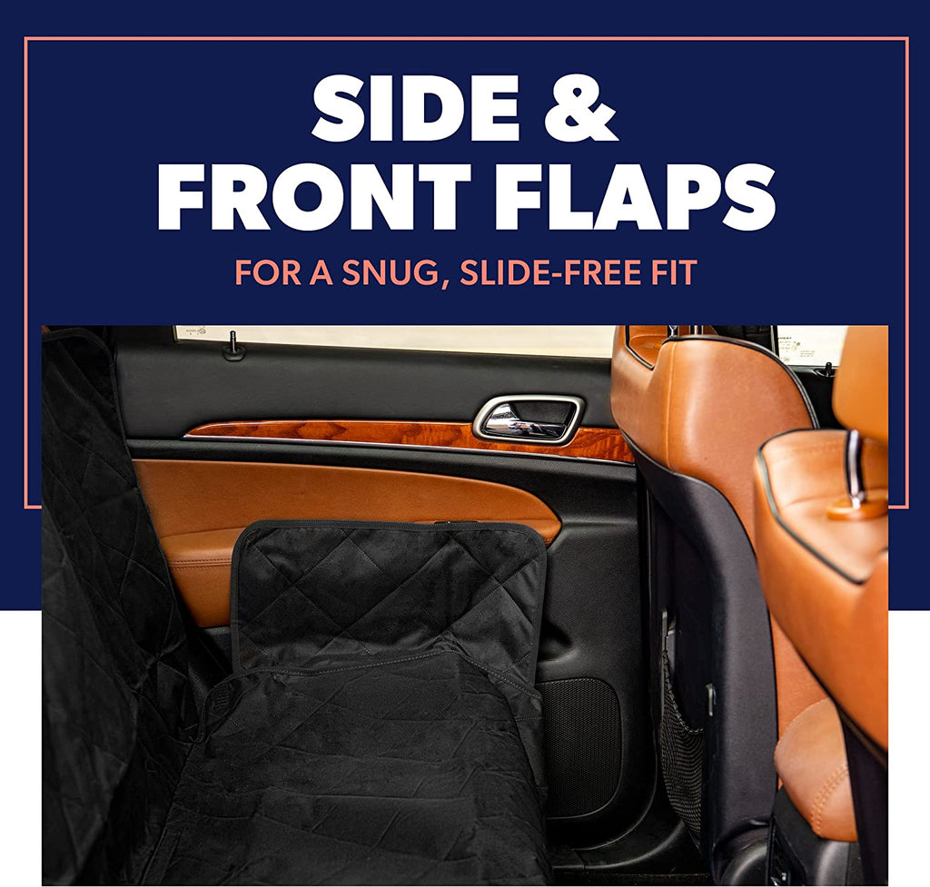 Ultimate Black Car Rear Seat Cover for Dogs - Durable, Waterproof, Scratch Resistant & Nonslip Protection - Machine Washable Pet Accessory for Back Seats