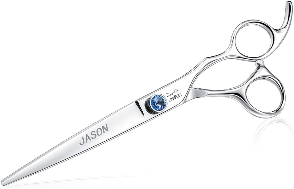 Premium 7" Ergonomic Dog Grooming Scissors - Sharp & Comfortable Shears with Jewelled Screw - Perfect Christmas Gift for Pet Lovers!