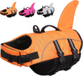Extra Large Dog Life Jacket - Shark Fin Floatation Vest for Safe Boating, Swimming & Kayaking - Reflective Orange Vest for Golden Retrievers & Large Breeds - XXL