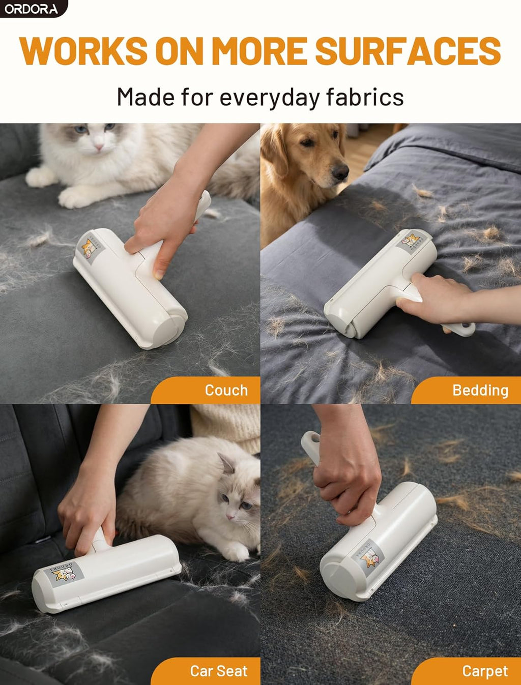 Ultimate Pet Hair Removal Tool - Eco-Friendly Reusable Lint Roller for Effortless Cleaning of Couch, Bedding, Car & More - Perfect for Multi-Pet Homes!