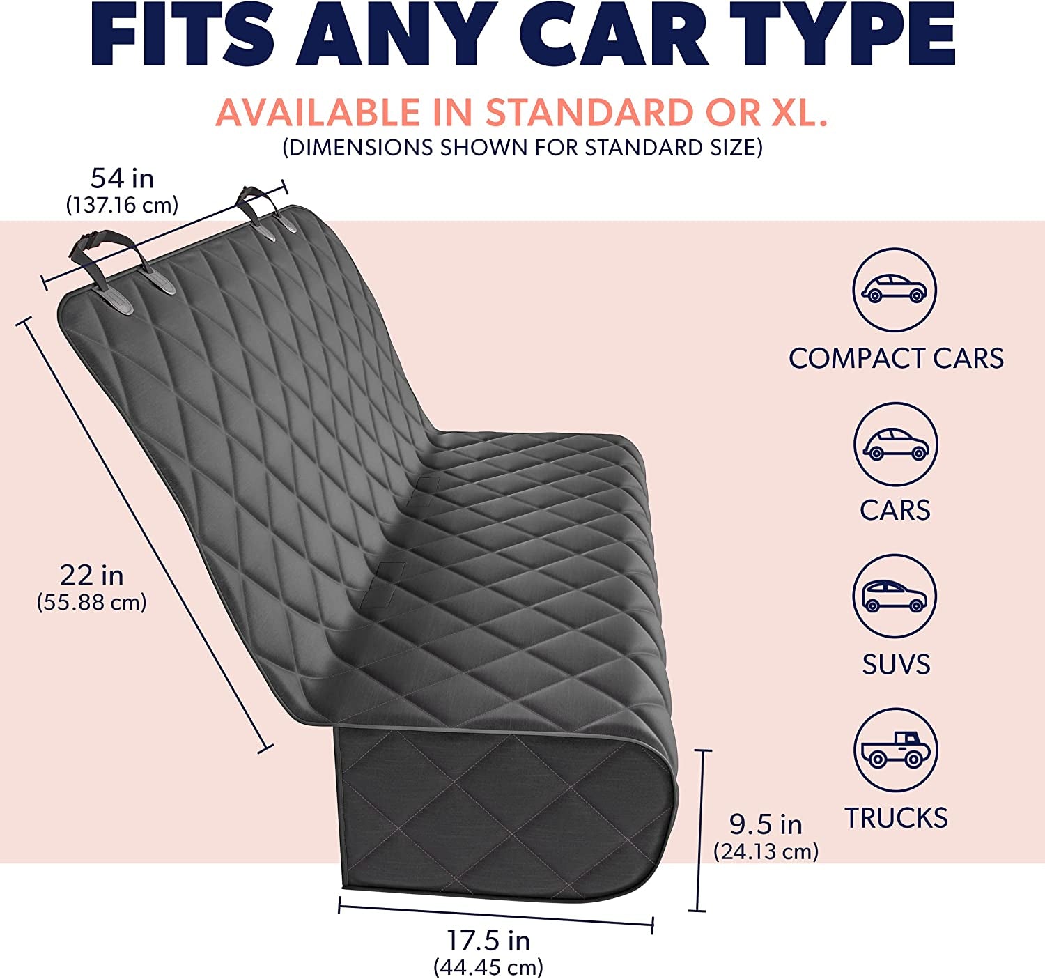 Ultimate Black Car Rear Seat Cover for Dogs - Durable, Waterproof, Scratch Resistant & Nonslip Protection - Machine Washable Pet Accessory for Back Seats