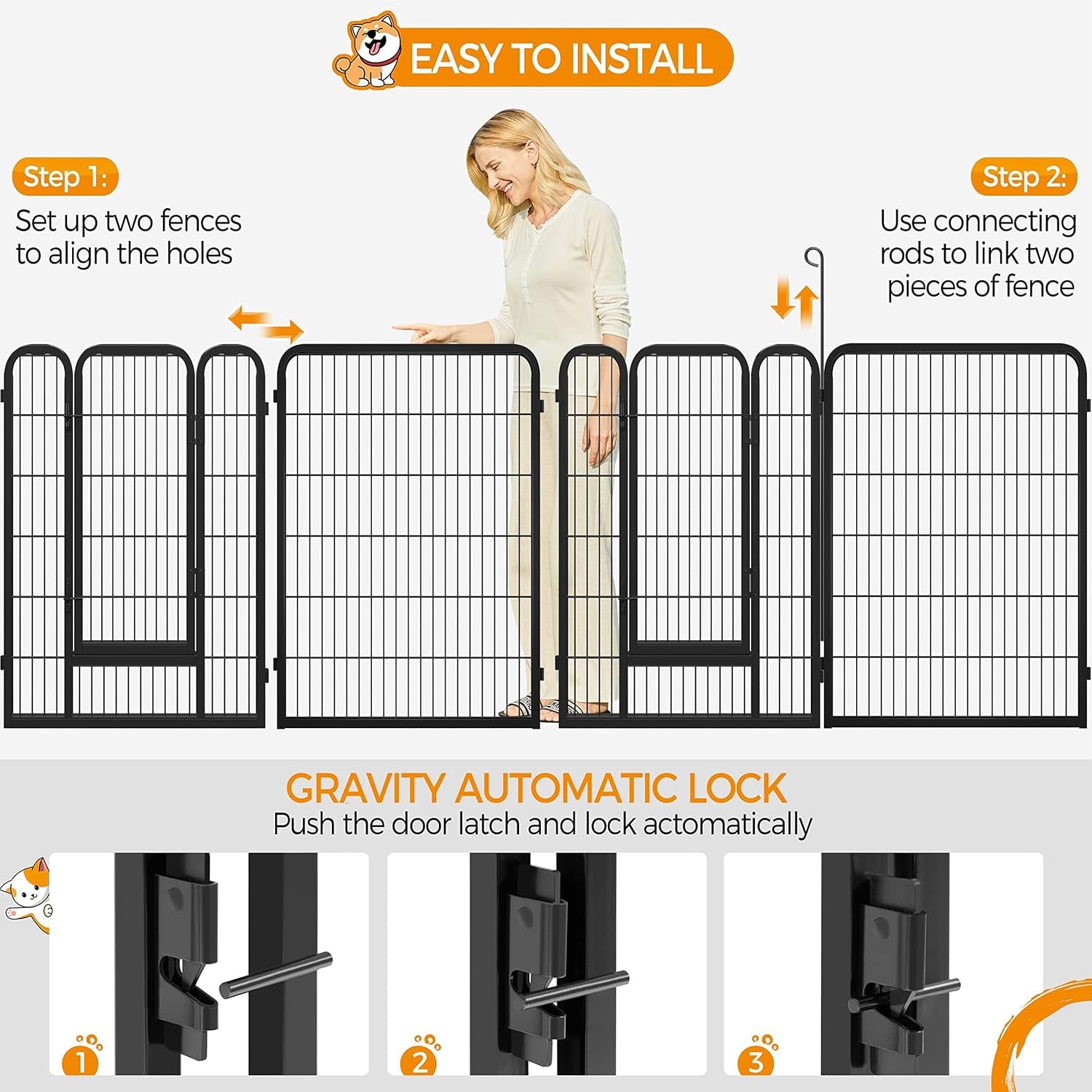 Ultimate 8-Panel Dog Playpen - 40" High Portable Indoor/Outdoor Fence with Gate for Medium & Large Breeds