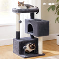 Stylish 31.5" Cat Tree Tower with Spacious Dual Condos for Kittens & Medium Cats - Dark Gray