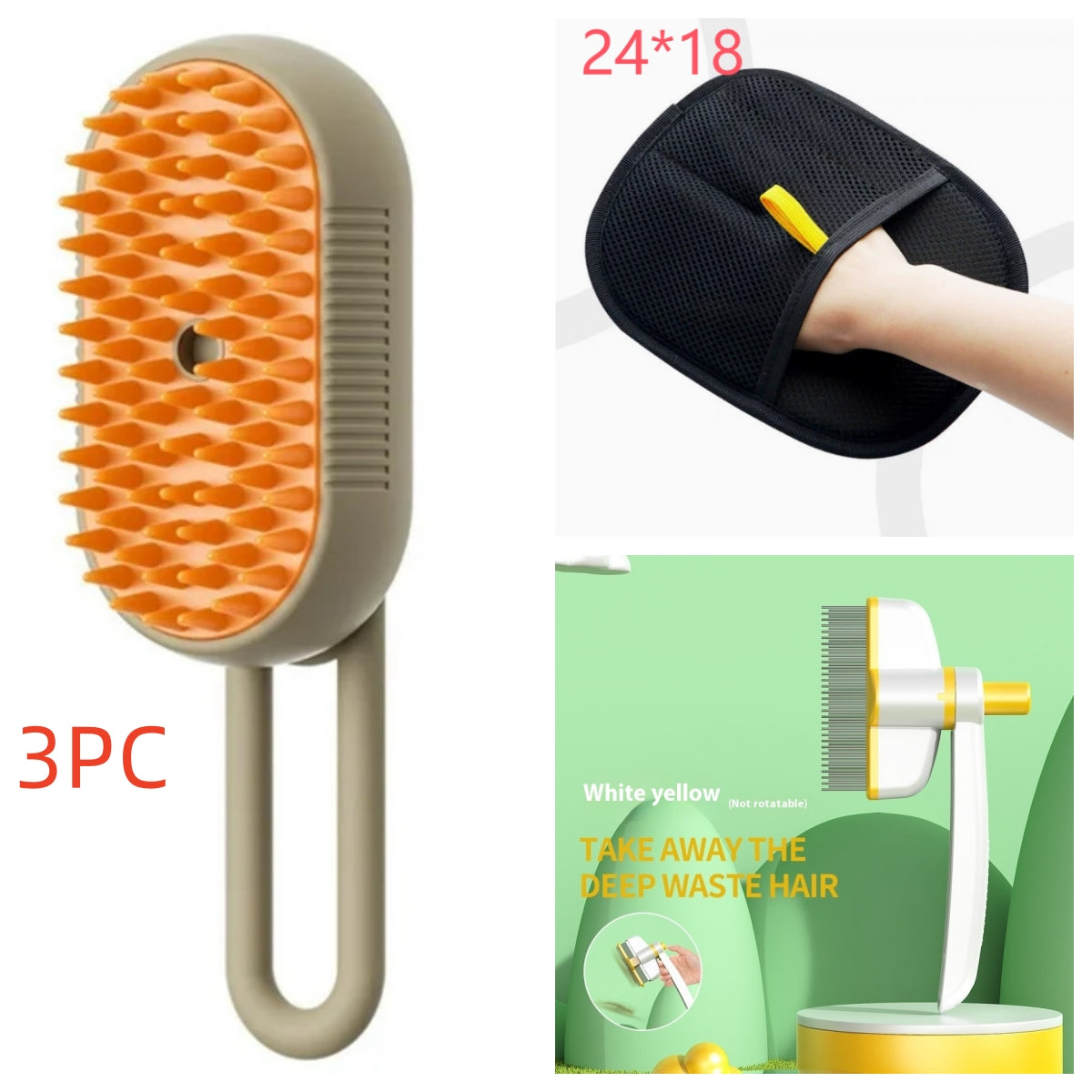 3-in-1 Electric Cat & Dog Steam Brush - Groom, Massage & Remove Hair Effortlessly!