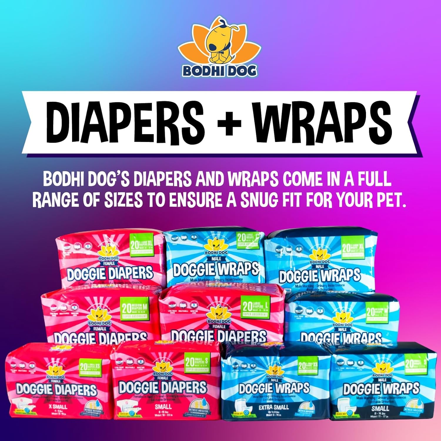 Super Absorbent Leak-Proof Male Dog Diapers - 20 Count Small with Adjustable Fit, Moisture Control & Wetness Indicator