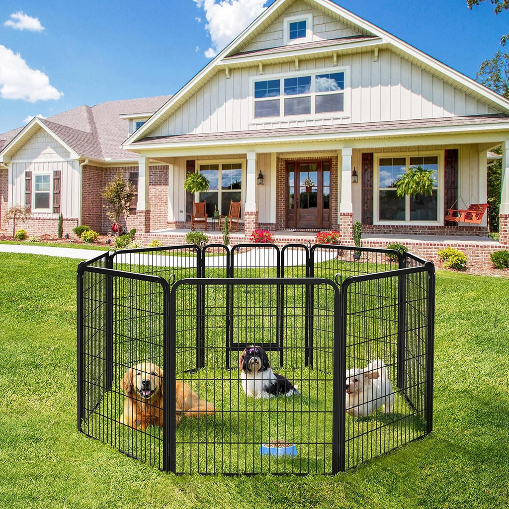 Ultimate 8-Panel Dog Playpen - 40" High Portable Indoor/Outdoor Fence with Gate for Medium & Large Breeds