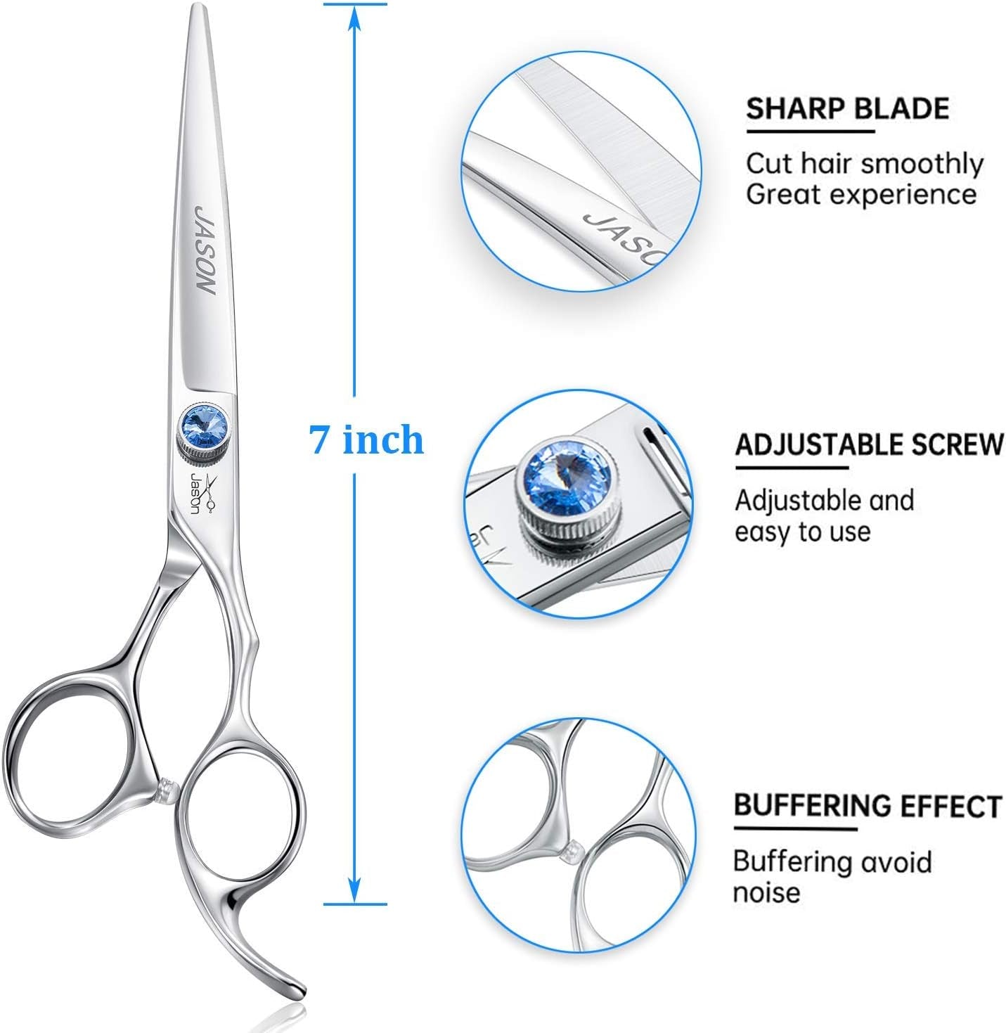 Premium 7" Ergonomic Dog Grooming Scissors - Sharp & Comfortable Shears with Jewelled Screw - Perfect Christmas Gift for Pet Lovers!