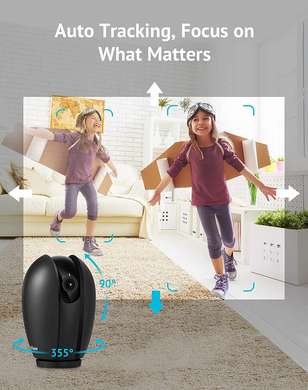 360° 1080P Indoor Security Camera - Smart Baby Monitor with Motion Detection, Night Vision, 2-Way Audio & Alexa Compatibility - Ideal for Pets & Home Safety!