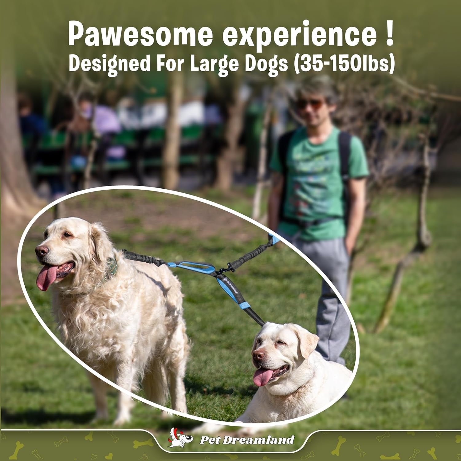 Premium Tangle-Free Leash Coupler for Two Large Dogs - Enjoy Smooth Walks with Dual Attachment (Grey & Blue)