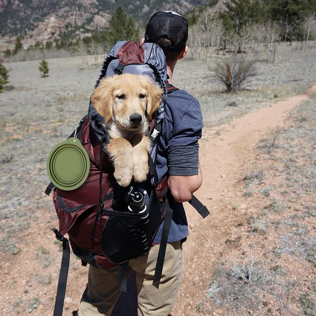 2-Pack Collapsible Silicone Dog Bowls - Perfect for Travel, Hiking & Outdoor Adventures - 600ml Capacity in Navy Blue & Dark Green
