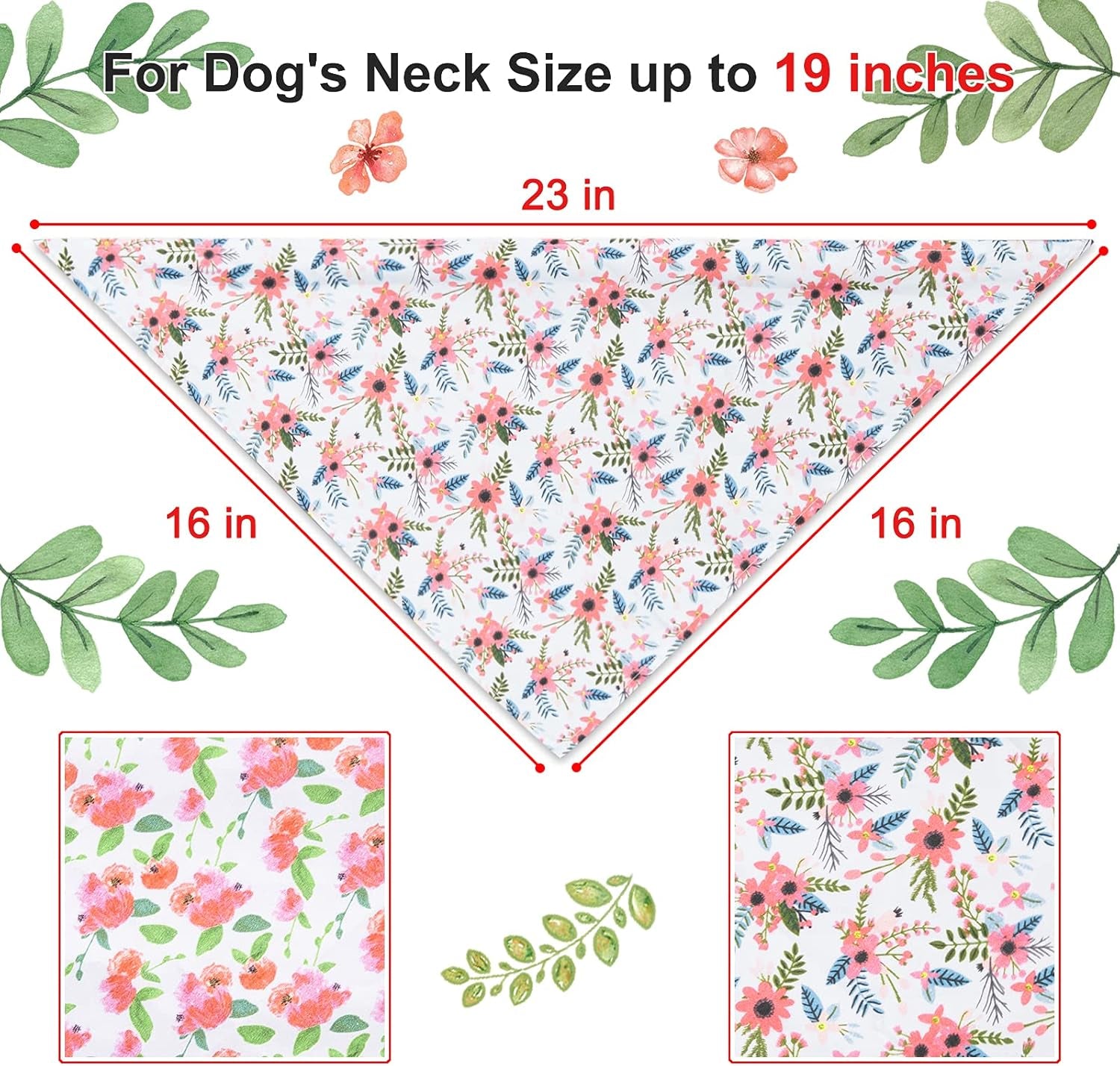 Stylish 2-Pack Dog Bandanas - Adjustable Floral Scarves for Medium & Small Dogs - Personalized Triangle Bibs for Your Furry Friend