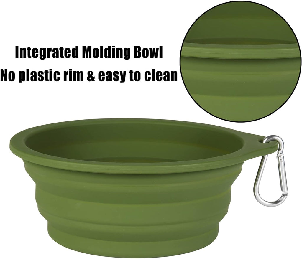 2-Pack Collapsible Silicone Dog Bowls - Perfect for Travel, Hiking & Outdoor Adventures - 600ml Capacity in Navy Blue & Dark Green