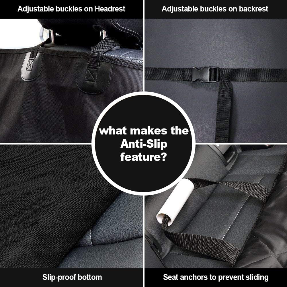 Premium Waterproof Dog Seat Cover for Cars, Trucks & SUVs - Heavy Duty 600D, Nonslip Backing, Hammock Style - 2 Pack, Black